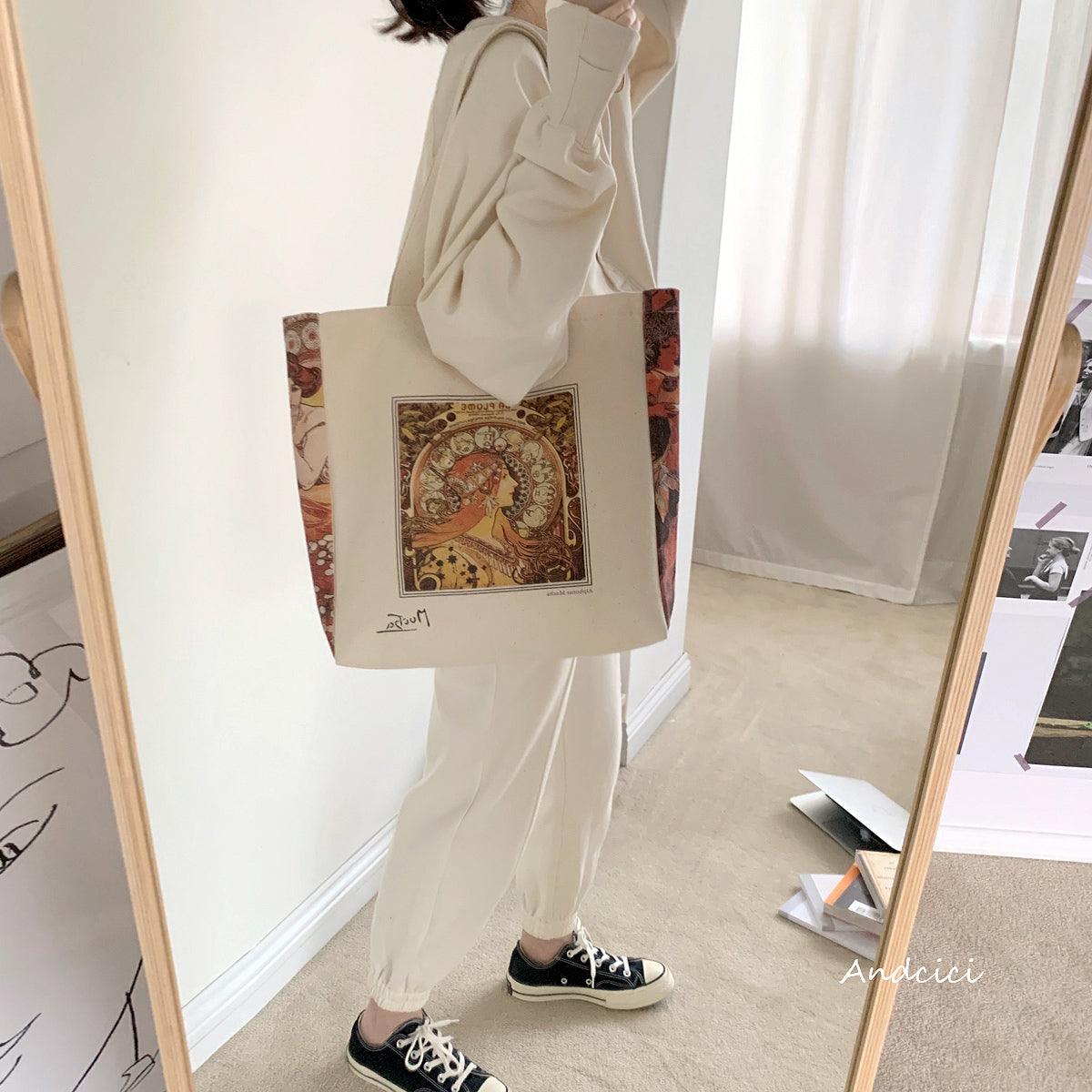 Alphonse Mucha Zodiac, 1896 Canvas Tote Bag with Zip - Andcici