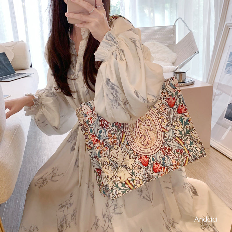 Windy Honolulu Canvas Tote Bag with Zip - Andcici