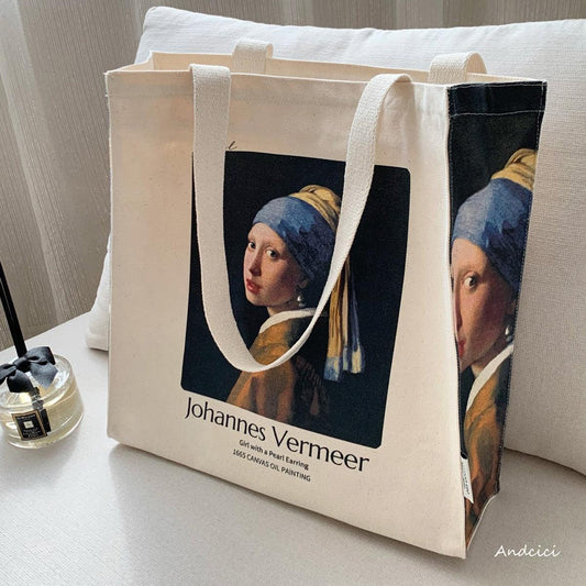 Johannes Vermeer Dutch Oil Painter “Girl with a Pearl Earring, 1665” Tote Bag - Andcici