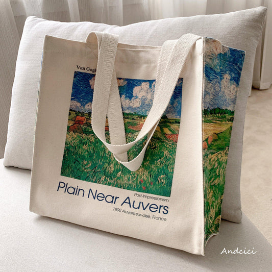 Vincent Van Gogh The Plain Near Auvers, 1890 Canvas Tote Bag with Zip - Andcici