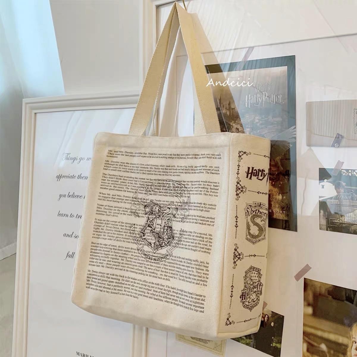 Harry Potter Inspired Hogwarts Tote Bag with Zip - Andcici