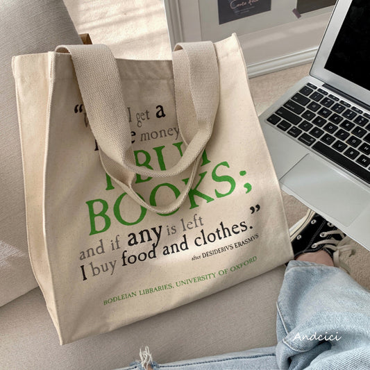 I Buy Books Canvas Tote Bag with Zip - Andcici