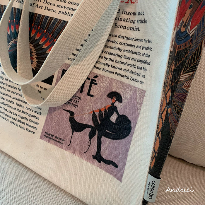 Tribute to Erté Canvas Tote Bag with Zip - Andcici
