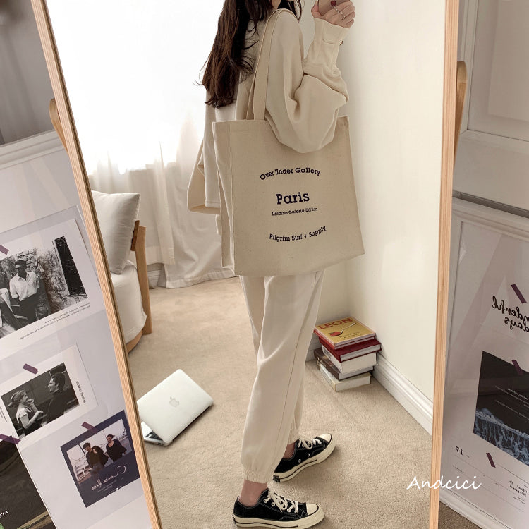 Passe Avant Minuit Canvas Tote Bag with Zip - Andcici