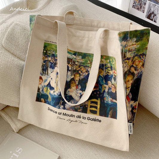 Pierre-Auguste Renoir Bal du moulin de la Galette, 1876 Canvas Tote Bag with Zip - Andcici