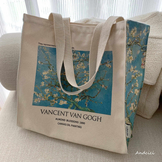 Vincent Van Gogh Almond Blossom, 1890 Canvas Tote Bag with Zip - Andcici