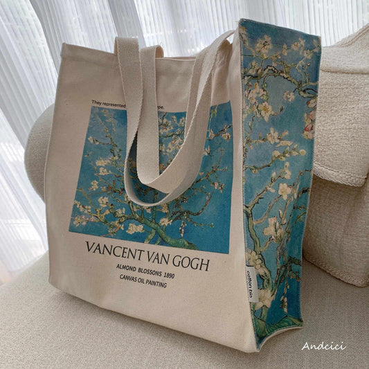 Vincent Van Gogh Almond Blossom, 1890 Canvas Tote Bag with Zip - Andcici