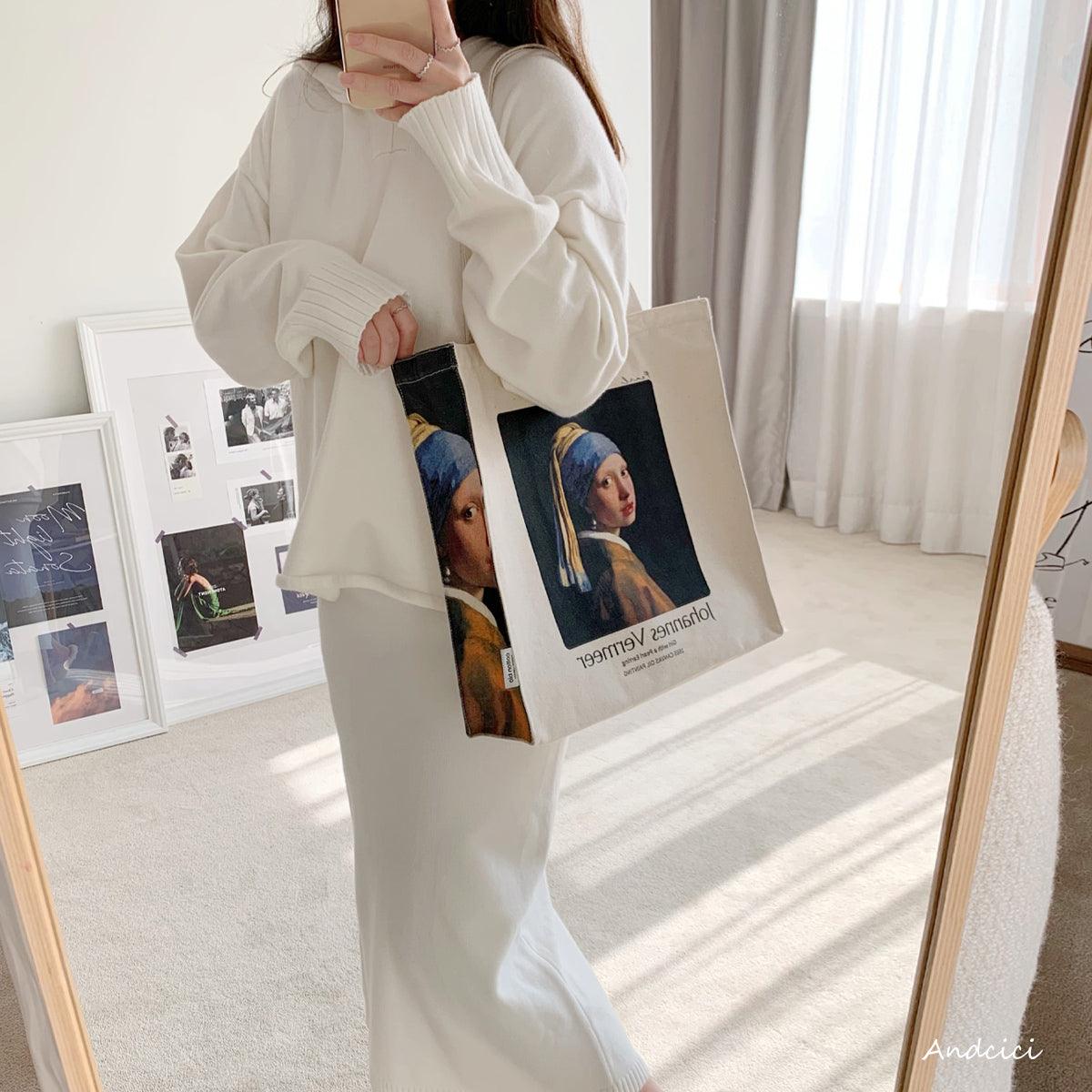 Johannes Vermeer Dutch Oil Painter “Girl with a Pearl Earring, 1665” Tote Bag - Andcici