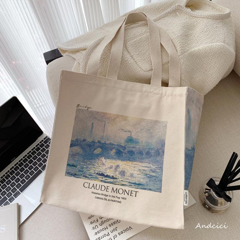 Claude Monet Waterloo Bridge, Effect of Fog, 1903 Canvas Tote Bag with Zip - Andcici