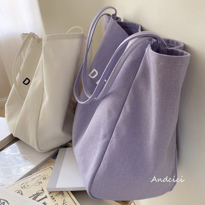 DELIGHT Canvas Tote Bag with Inner Zipped Pocket - Andcici