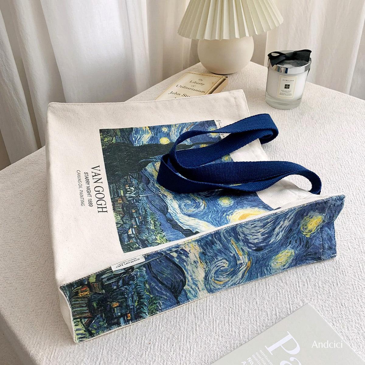 Vincent Van Gogh The Starry Night, 1889 Canvas Tote Bag with Zip - Andcici
