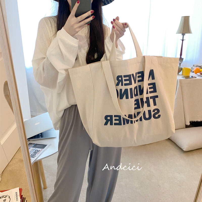 Never Ending Summer Canvas Tote Bag with Zip - Andcici