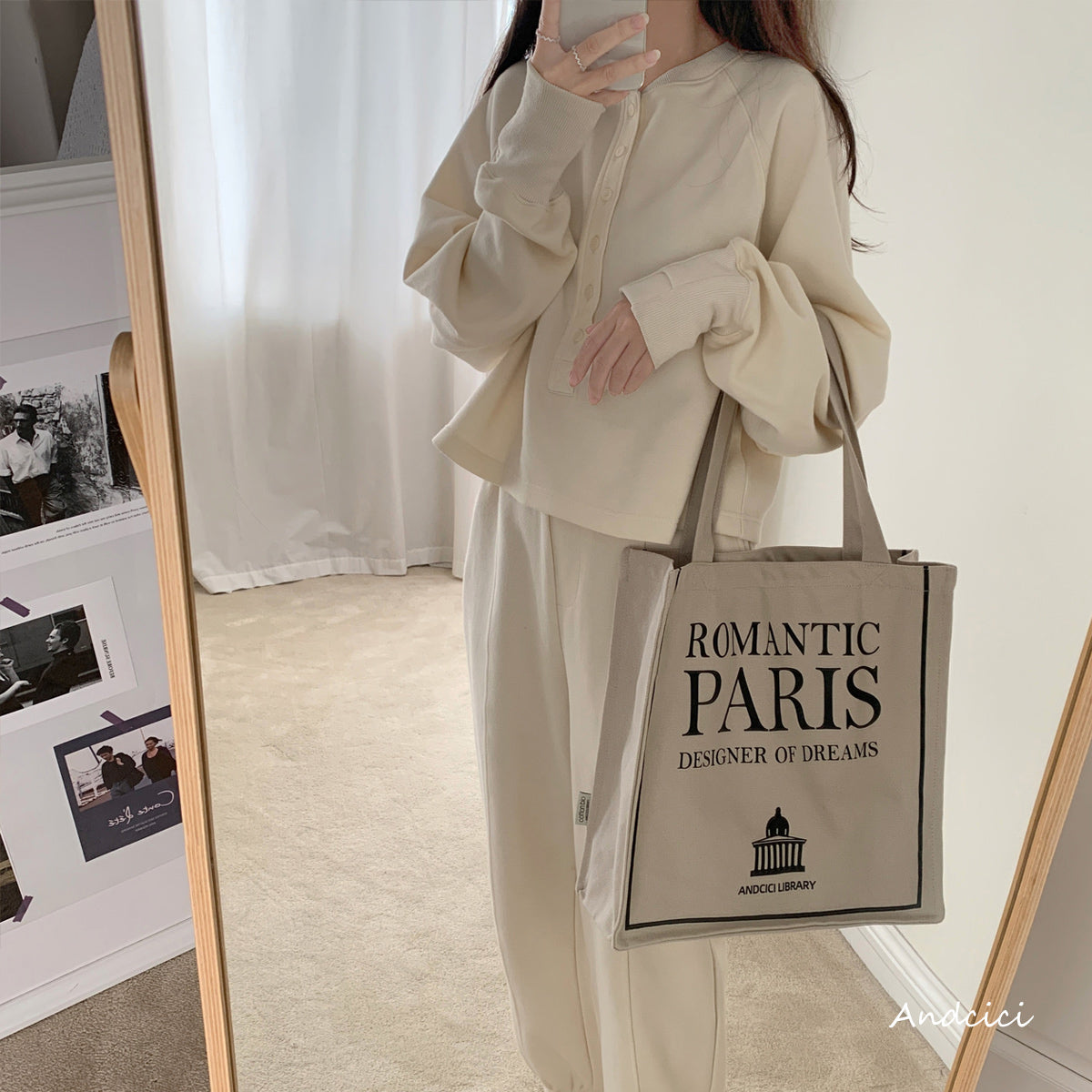 Alphonse Mucha Atelier Mucha, 1897 Canvas Tote Bag with Zip - Andcici