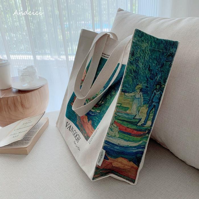 Vincent Van Gogh Bank of the Oise at Auvers, 1890 Canvas Tote Bag with Zip - Andcici