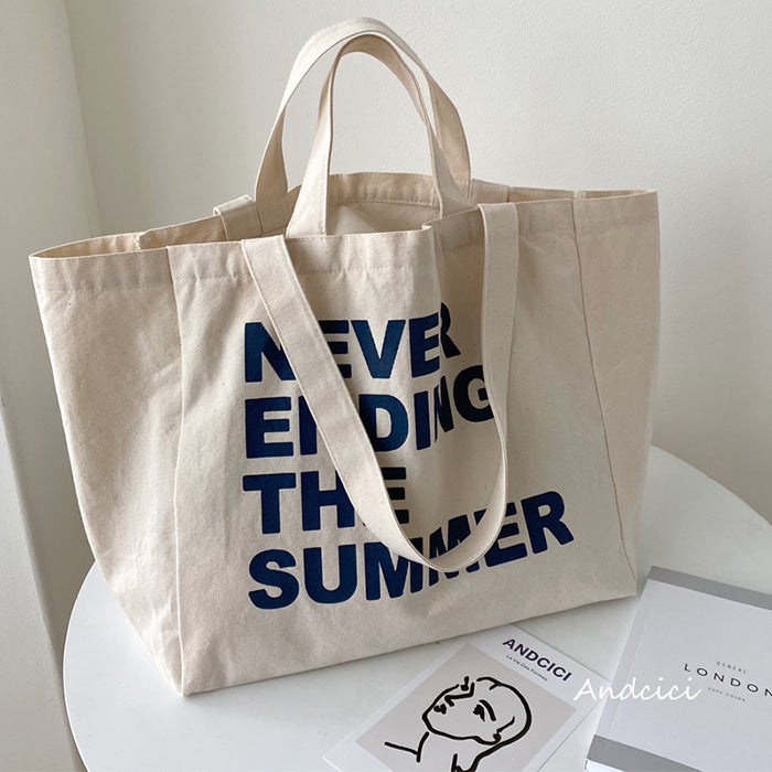 Never Ending Summer Canvas Tote Bag with Zip - Andcici