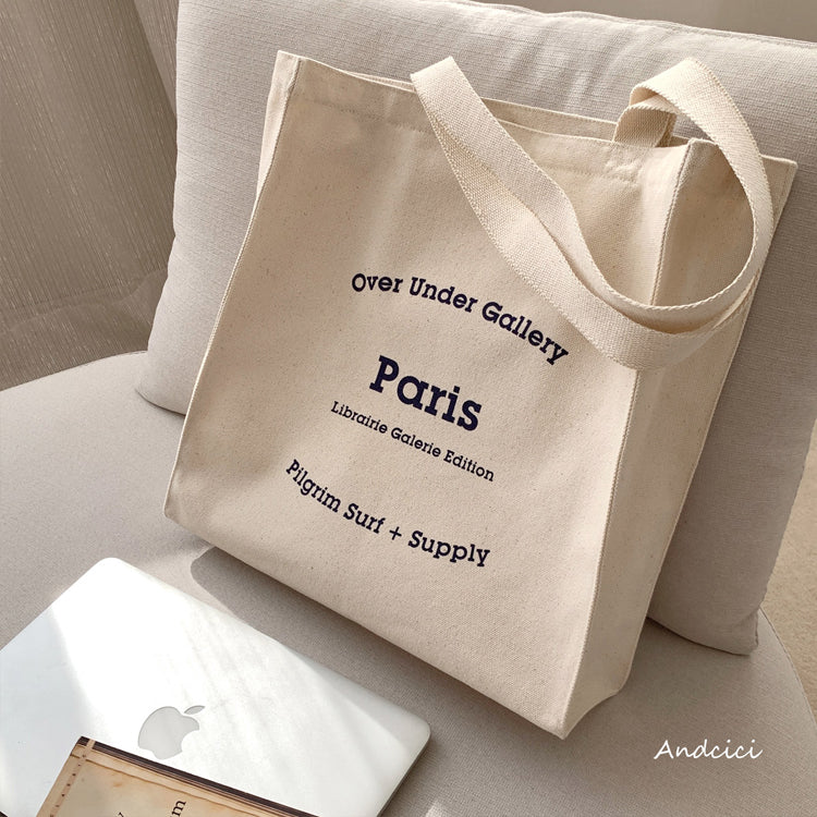 Passe Avant Minuit Canvas Tote Bag with Zip - Andcici