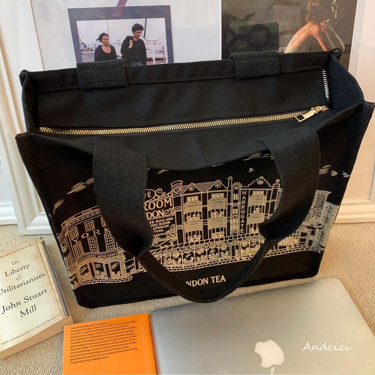 London Tea Northallerton Canvas Tote Bag with Zip - Andcici
