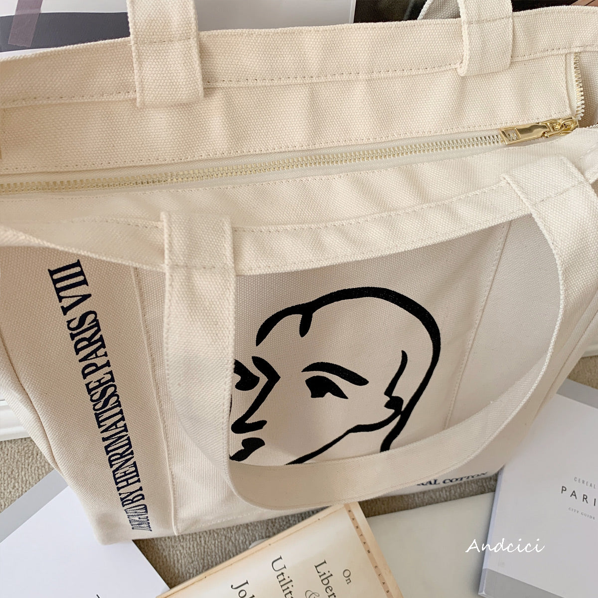 Henri Matisse Nadia au cheveux lisse, 1948 Canvas Tote Bag with Zip - Andcici