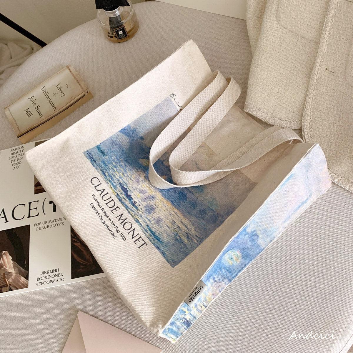 Claude Monet Waterloo Bridge, Effect of Fog, 1903 Canvas Tote Bag with Zip - Andcici