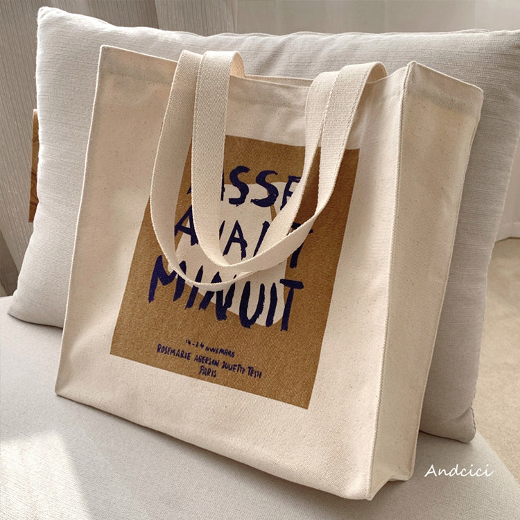 Passe Avant Minuit Canvas Tote Bag with Zip - Andcici
