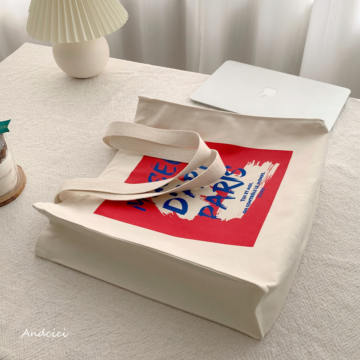 Musée d'Art Paris Canvas Tote Bag with Zip - Andcici