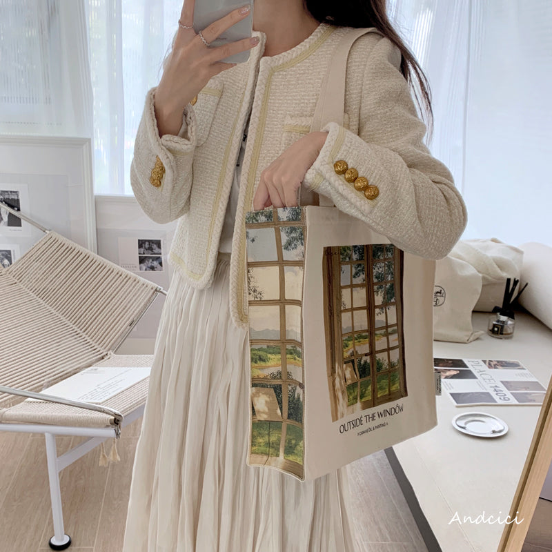 Outside The Window Canvas Tote Bag with Zip - Andcici
