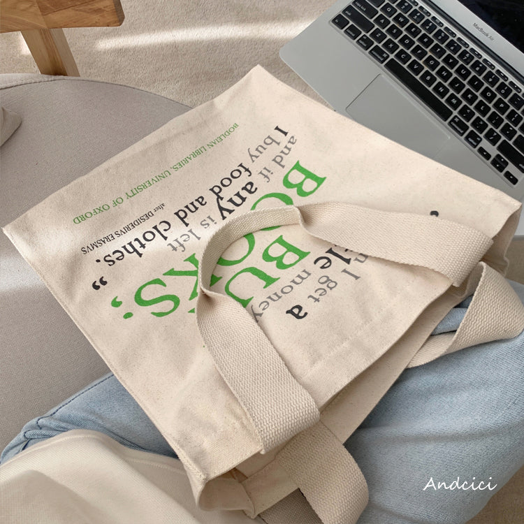 I Buy Books Canvas Tote Bag with Zip - Andcici