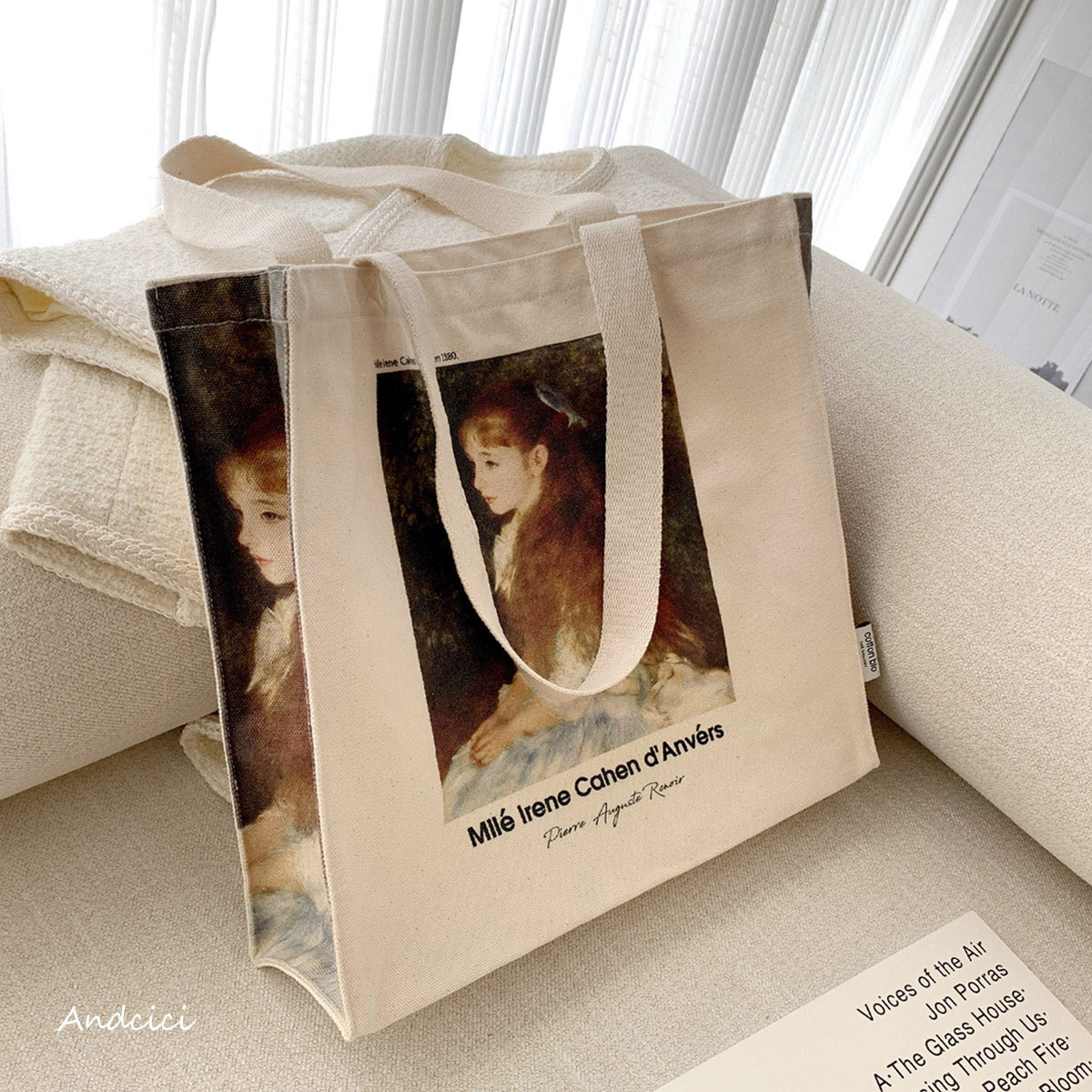 Pierre-Auguste Renoir Mlle Irène Cahen d'Anvers, 1880 Canvas Tote Bag with Zip - Andcici