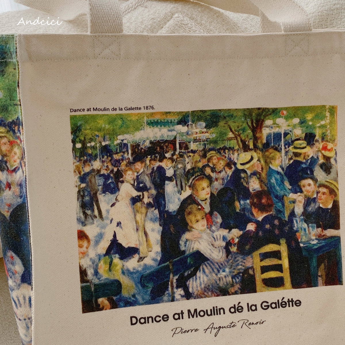 Pierre-Auguste Renoir Bal du moulin de la Galette, 1876 Canvas Tote Bag with Zip - Andcici