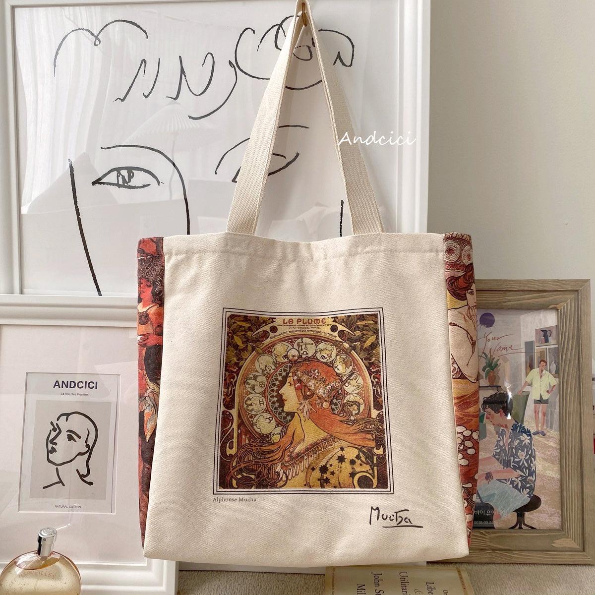 Alphonse Mucha Zodiac, 1896 Canvas Tote Bag with Zip - Andcici