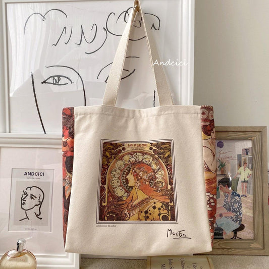 Alphonse Mucha Zodiac, 1896 Canvas Tote Bag with Zip - Andcici