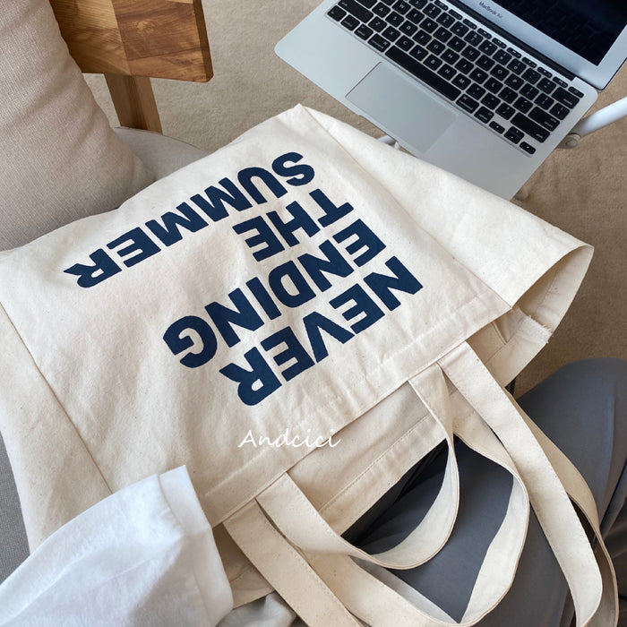 Never Ending Summer Canvas Tote Bag with Zip - Andcici