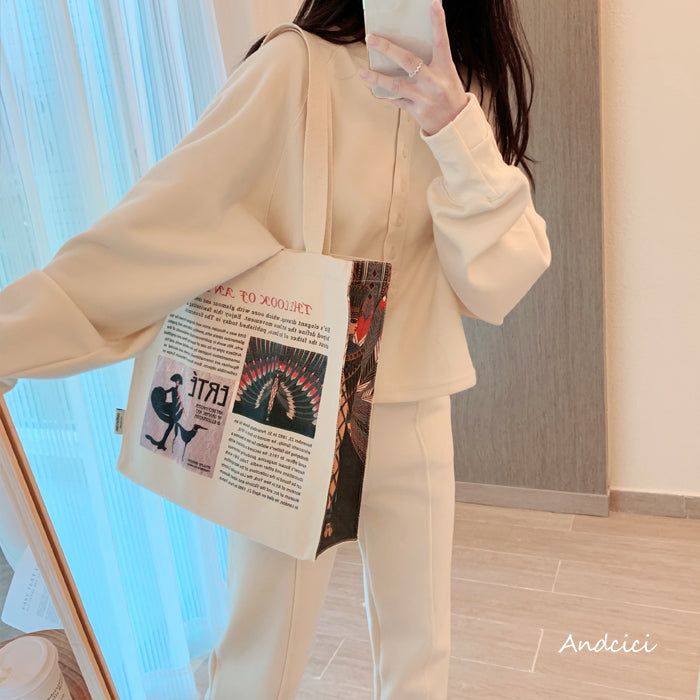 Tribute to Erté Canvas Tote Bag with Zip - Andcici