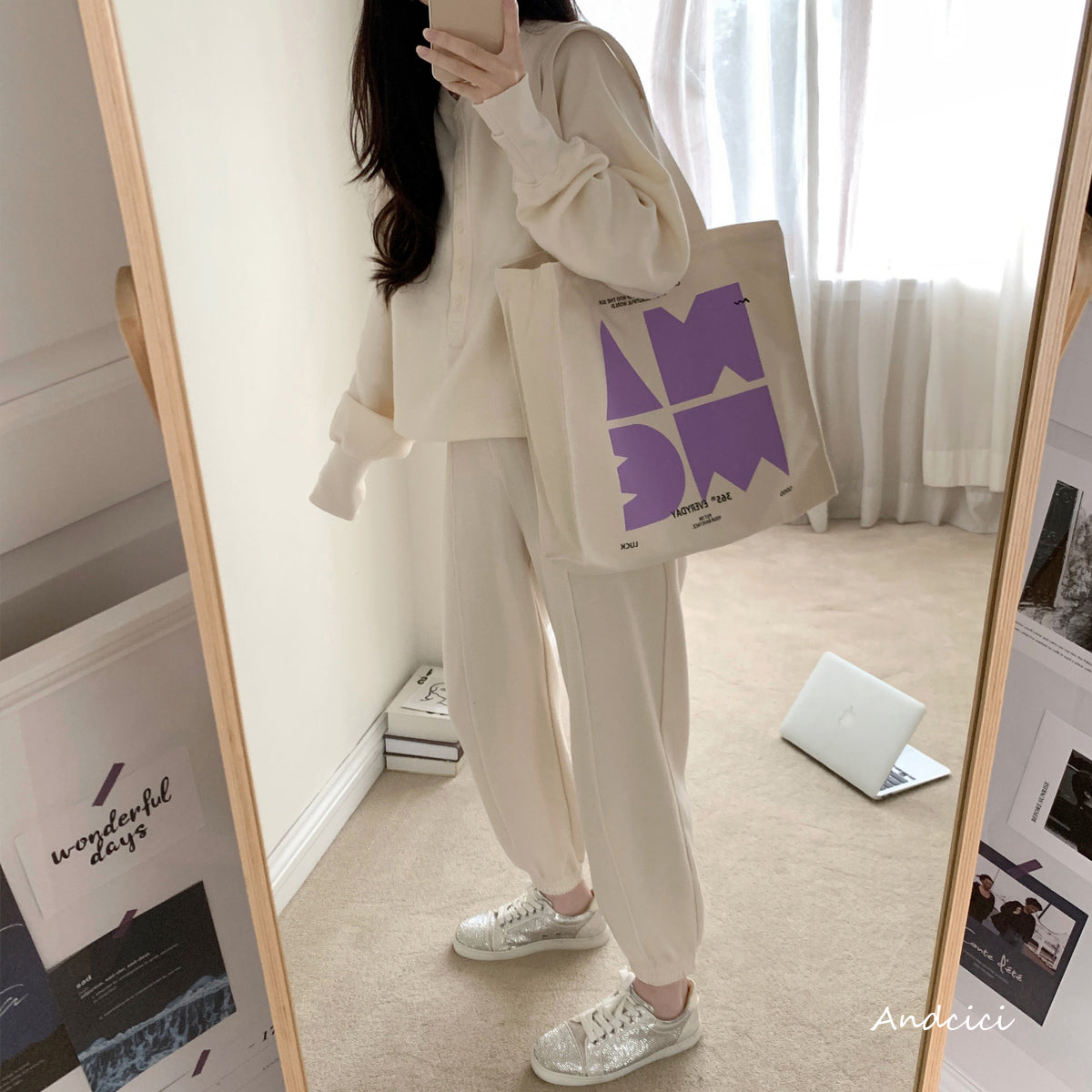 NAME Canvas Tote Bag with Zip - Andcici