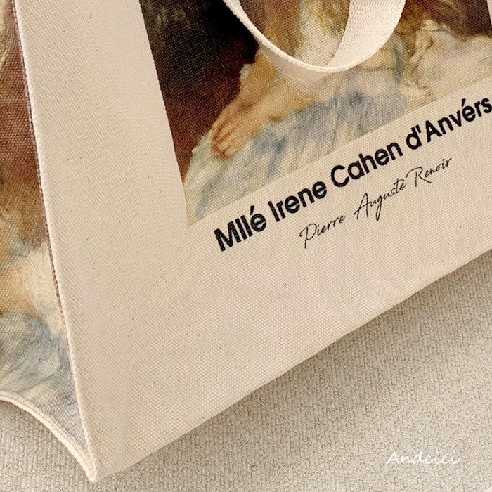 Pierre-Auguste Renoir Mlle Irène Cahen d'Anvers, 1880 Canvas Tote Bag with Zip - Andcici
