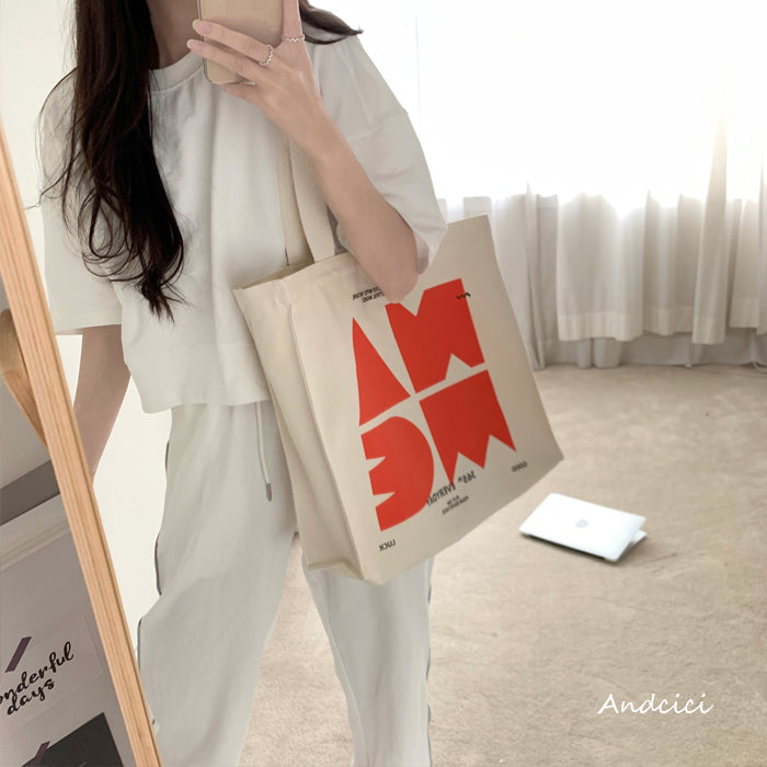 NAME Canvas Tote Bag with Zip - Andcici