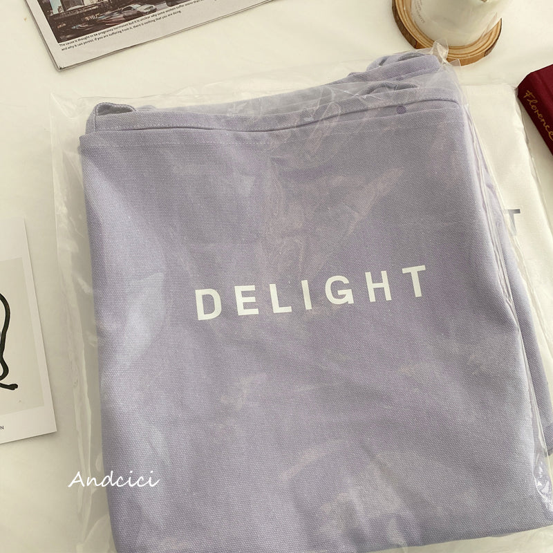 DELIGHT Canvas Tote Bag with Inner Zipped Pocket - Andcici