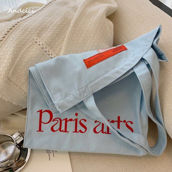 Paris Arts Canvas Tote Bag with Zip - Andcici
