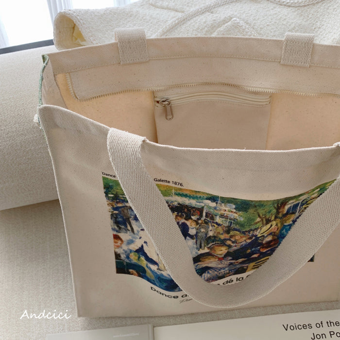Pierre-Auguste Renoir Bal du moulin de la Galette, 1876 Canvas Tote Bag with Zip - Andcici