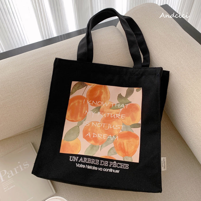 A Peach Tree Canvas Tote Bag with Zip - Andcici