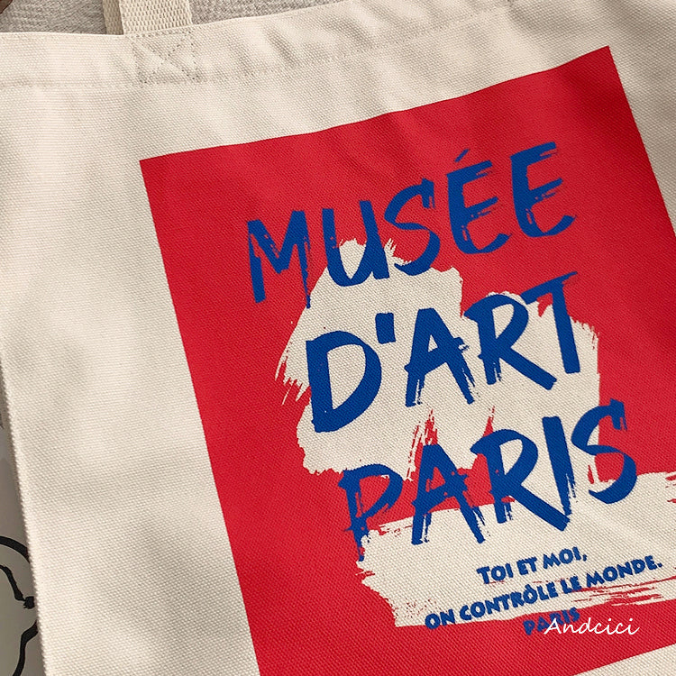 Musée d'Art Paris Canvas Tote Bag with Zip - Andcici