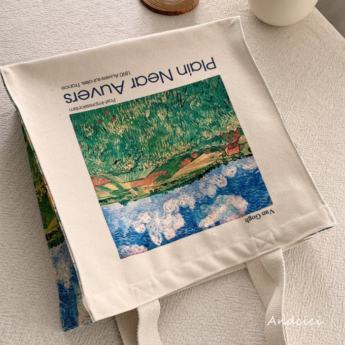 Vincent Van Gogh The Plain Near Auvers, 1890 Canvas Tote Bag with Zip - Andcici
