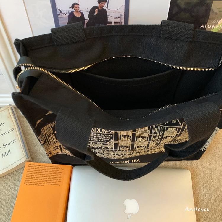 London Tea Northallerton Canvas Tote Bag with Zip - Andcici