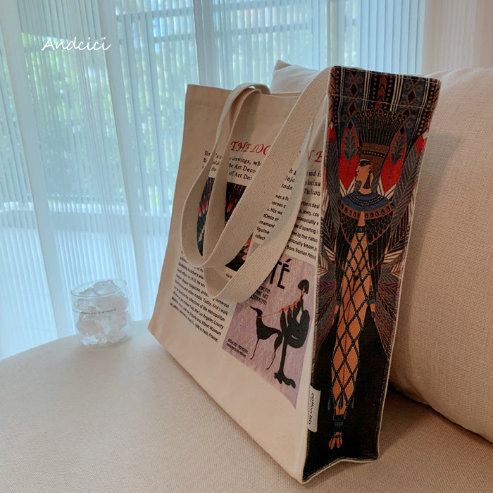 Tribute to Erté Canvas Tote Bag with Zip - Andcici