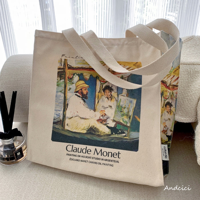 Édouard Manet Claude Monet Painting in his Studio-Boat, 1874 Canvas Tote Bag with Zip