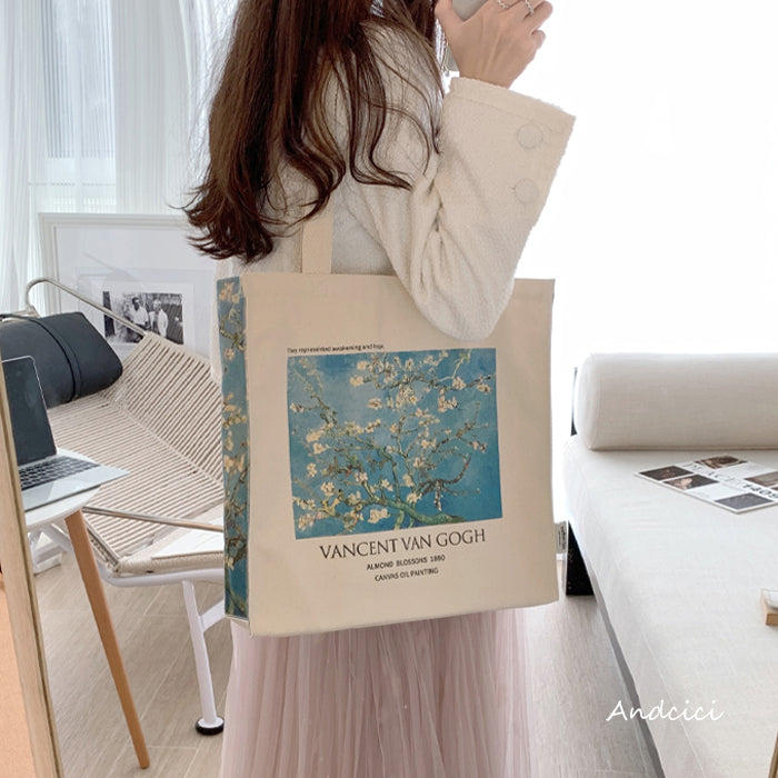 Vincent Van Gogh Almond Blossom, 1890 Canvas Tote Bag with Zip - Andcici