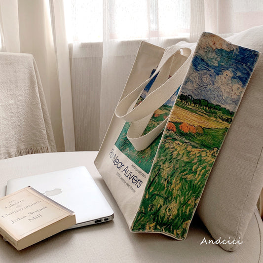 Vincent Van Gogh The Plain Near Auvers, 1890 Canvas Tote Bag with Zip - Andcici