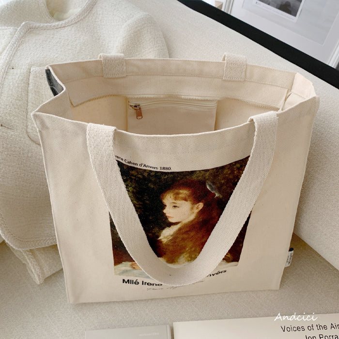 Pierre-Auguste Renoir Mlle Irène Cahen d'Anvers, 1880 Canvas Tote Bag with Zip - Andcici