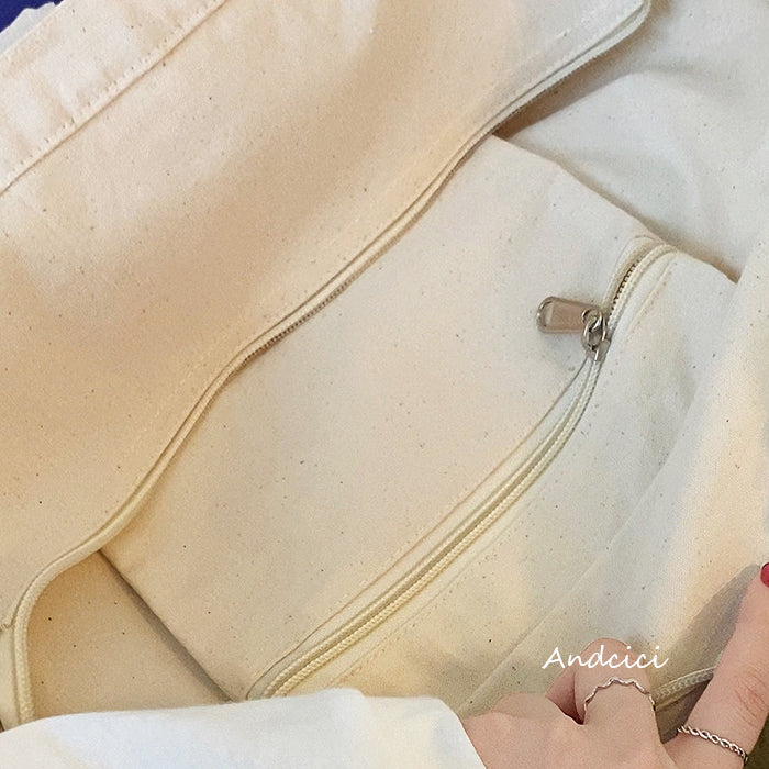 Everything Will Be Ok Canvas Tote Bag with Zip - Andcici