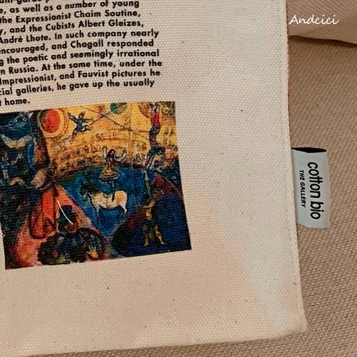 Tribute to Marc Chagall Canvas Tote Bag with Zip - Andcici